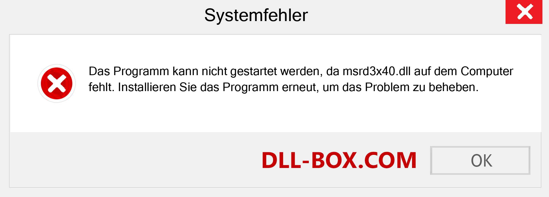 msrd3x40.dll-Datei fehlt?. Download für Windows 7, 8, 10 - Fix msrd3x40 dll Missing Error unter Windows, Fotos, Bildern