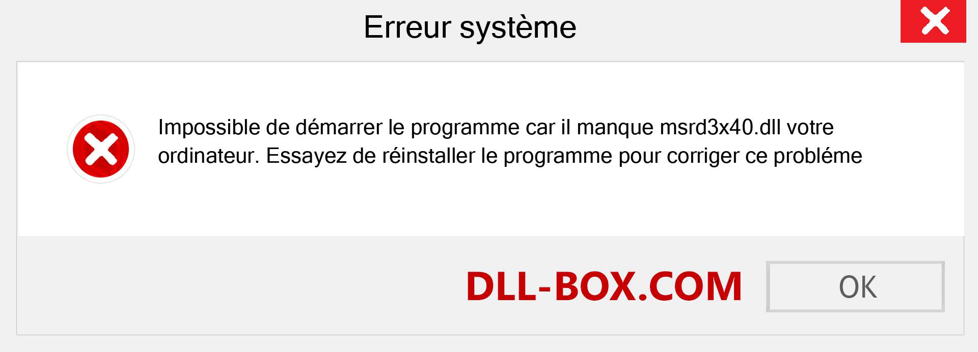 Le fichier msrd3x40.dll est manquant ?. Télécharger pour Windows 7, 8, 10 - Correction de l'erreur manquante msrd3x40 dll sur Windows, photos, images