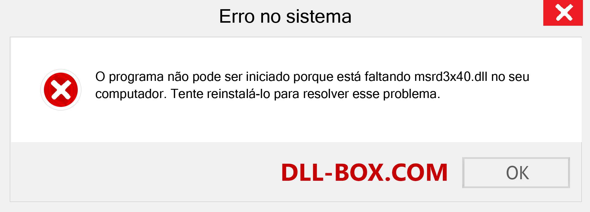 Arquivo msrd3x40.dll ausente ?. Download para Windows 7, 8, 10 - Correção de erro ausente msrd3x40 dll no Windows, fotos, imagens